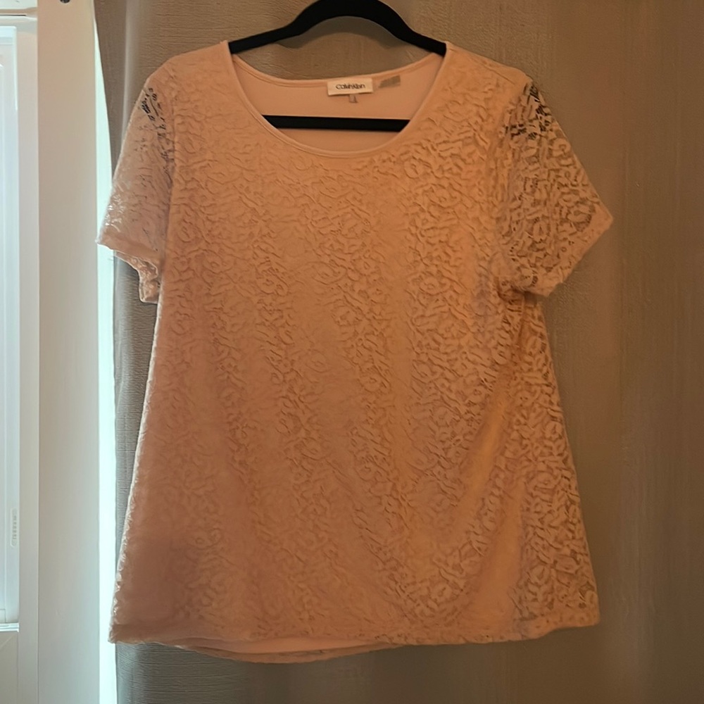 Floral lace overlay shirt